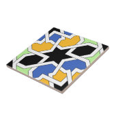 Azulejo 02 de geometría morisca azul y negro en tegeltje (Zijkant)