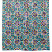 Azulejo Arabica Turquoise Douchegordijn (Voorkant)