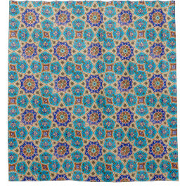 Azulejo Arabica Turquoise Douchegordijn