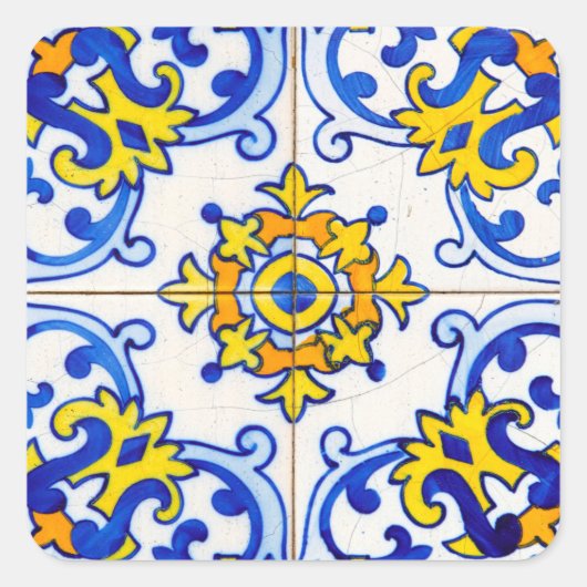 Azulejo Art Tegel Vierkante Sticker (Voorkant)