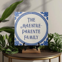 Azulejo Blau Naambord Huis Naambord Plaque Bord