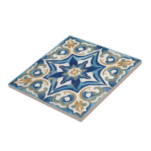 Azulejo blauw en beige mozaïek vintage bulk