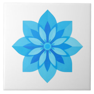 Azulejo Blauw en Wit Moderne Bloem Tegeltje