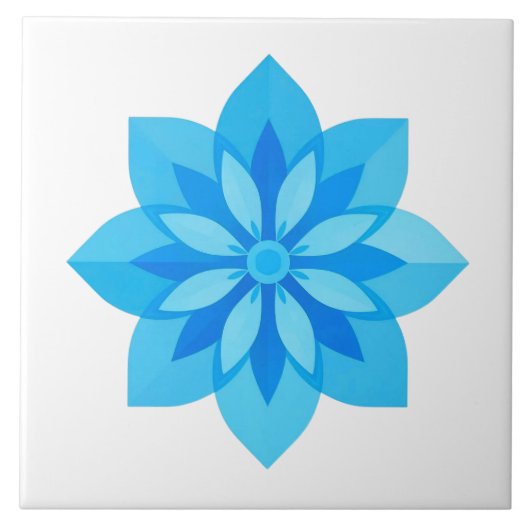 Azulejo Blauw en Wit Moderne Bloem Tegeltje (Voorkant)