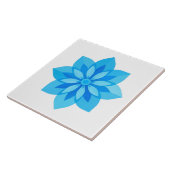 Azulejo Blauw en Wit Moderne Bloem Tegeltje (Zijkant)