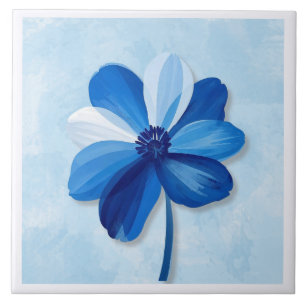 Azulejo Blauw en Wit Moderne Bloem Tegeltje