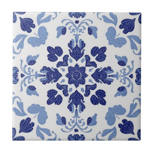 Azulejo blauw en wit mozaïek bulk tegeltje (Voorkant)