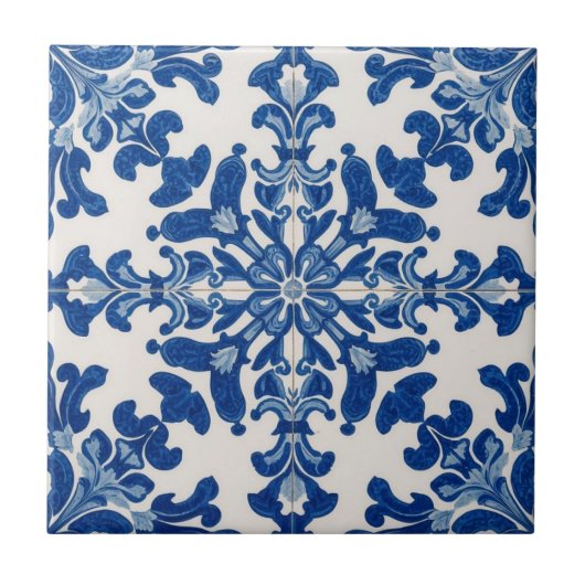Azulejo blauw en wit mozaïek bulk tegeltje (Voorkant)