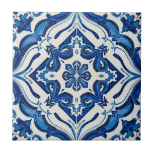 Azulejo blauw en wit mozaïek vintage bulk tegeltje