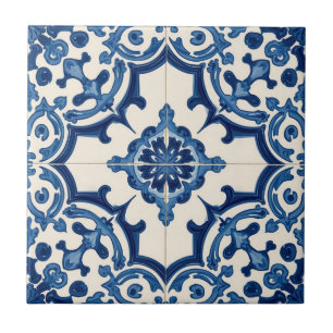 Azulejo blauw en wit mozaïek vintage bulk tegeltje