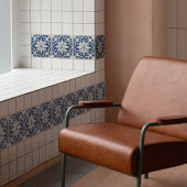 Azulejo Blauw en Wit Symmetrische Bloemen Tegeltje