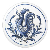 Azulejo Blauw Galo de Barcelos Haan Dier Keramische Knop (Voorkant)