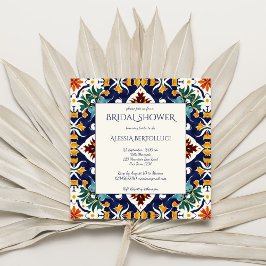 Azulejo blauw kleurrijk mediterraan vrijgezellenfe kaart