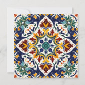 Azulejo blauw kleurrijk mediterraan vrijgezellenfe kaart (Achterkant)