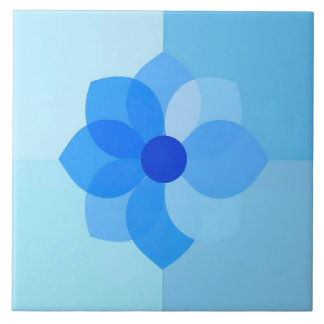 Azulejo Blauw Mediterraan Moderne Bloemen Tegeltje