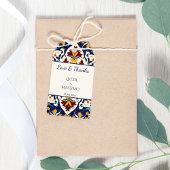 Azulejo blauw Mediterraans bruiloft gedrukt gunst Cadeaulabel