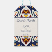 Azulejo blauw Mediterraans bruiloft gedrukt gunst Cadeaulabel (Voorkant)