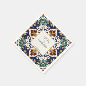 Azulejo blauw Mediterraans bruiloft gedrukt Servet (Hoek)