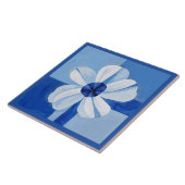 Azulejo Blauw Minimalistische Bloem Bloemen Tegeltje (Zijkant)
