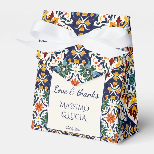 Azulejo blauw Portugees Mediterraan bruiloft Bedankdoosjes (Voorkant Zijde)