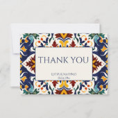 Azulejo blauw Portugees Mediterraan bruiloft Bedankkaart (Voorkant)