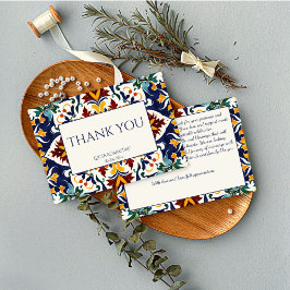 Azulejo blauw Portugees Mediterraan bruiloft Bedankkaart