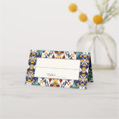 Azulejo blauw Portugees Mediterraan bruiloft Plaatskaartje (Voorkant)