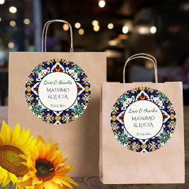 Azulejo blauw Portugees Mediterraan gunst Ronde Sticker