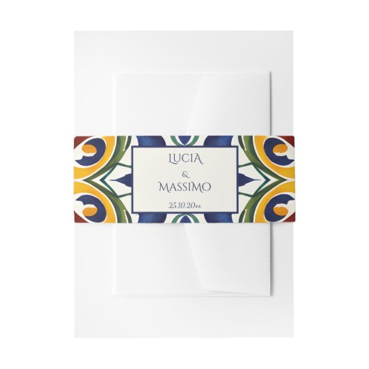 Azulejo blauw Portugees Mediterraan  Uitnodigingen Wikkel (Voorkant Voorbeeld)