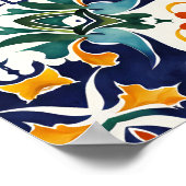 Azulejo blauw Portugees Mediterraan welkomstbord Poster (Hoek)