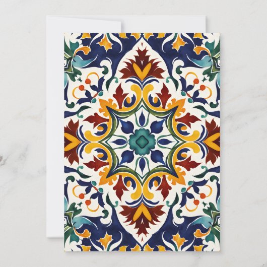 Azulejo blauw Portugees Middellands Zeegebied sier Save The Date (Achterkant)