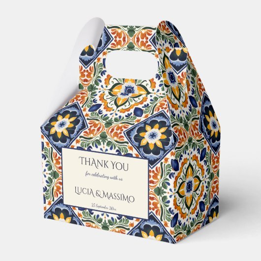 Azulejo blauw Talavera Mexicaans bruiloft Bedankdoosjes (Voorkant Zijde)