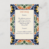 Azulejo blauw Talavera Mexicaans bruiloft Informatiekaartje (Voorkant)