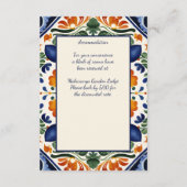 Azulejo blauw Talavera Mexicaans bruiloft Informatiekaartje (Achterkant)