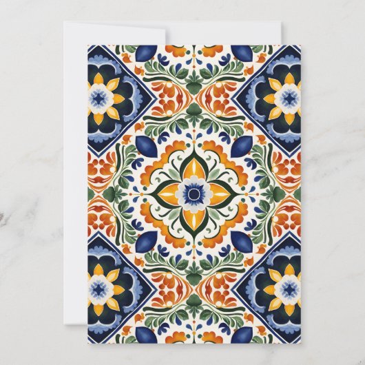 Azulejo blauw Talavera  Mexicaans bruiloft Kaart (Achterkant)