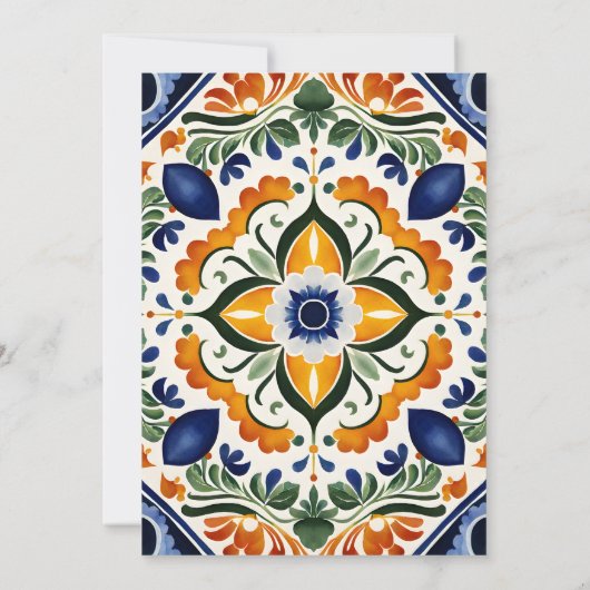 Azulejo blauw Talavera  Mexicaans bruiloft Kaart (Achterkant)