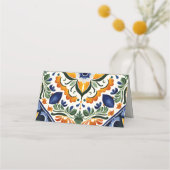 Azulejo blauw Talavera Mexicaans bruiloft Plaatskaartje (Achterkant)