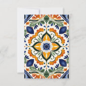 Azulejo blauw Talavera Mexicaans bruiloft RSVP Kaartje (Achterkant)
