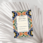 Azulejo blauw Talavera  Mexicaans bruiloft RSVP Kaartje<br><div class="desc">Azulejo blauw Portugees Talavera tegels  Mexicaans bruiloft uitnodiging RSVP kaart Mediterraan  tegel patroon bruiloft uitnodiging suite Hacienda stijl bruiloft uitnodigingen RSVP kaarten</div>