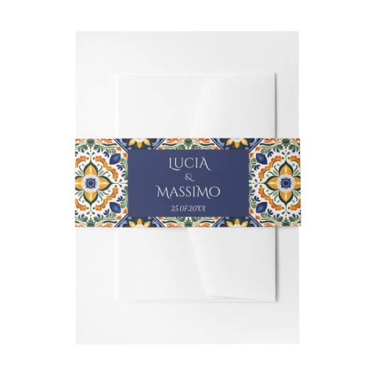 Azulejo blauw Talavera Mexicaans bruiloft Uitnodigingen Wikkel (Voorkant Voorbeeld)