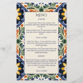 Azulejo blauw Talavera  Mexicaans huwelijksmenu (Voorkant)