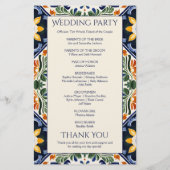 Azulejo blauw Talavera Mexicaanse bruiloft program (Achterkant)