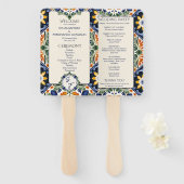 Azulejo blauw Talavera Mexicaanse bruiloft program Handwaaier (Voorkant en achterkant)