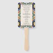 Azulejo blauw Talavera Mexicaanse bruiloft program Handwaaier (Achterkant)