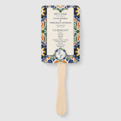 Azulejo blauw Talavera Mexicaanse bruiloft program Handwaaier (Voorkant)