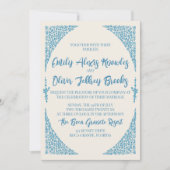 Azulejo Blauwe Huwelijksuitnodiging Kaart (Voorkant)