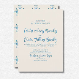 Azulejo Blauwe Huwelijksuitnodiging Kaart