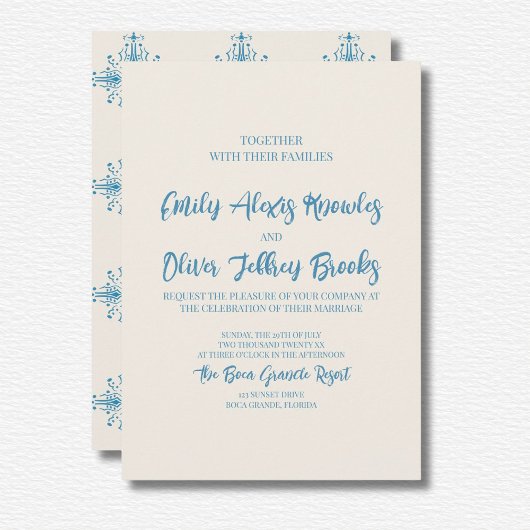 Azulejo Blauwe Huwelijksuitnodiging Kaart