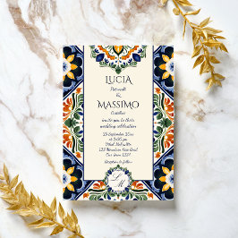 Azulejo blauwe Talavera antieke Mexicaanse bruilof Kaart