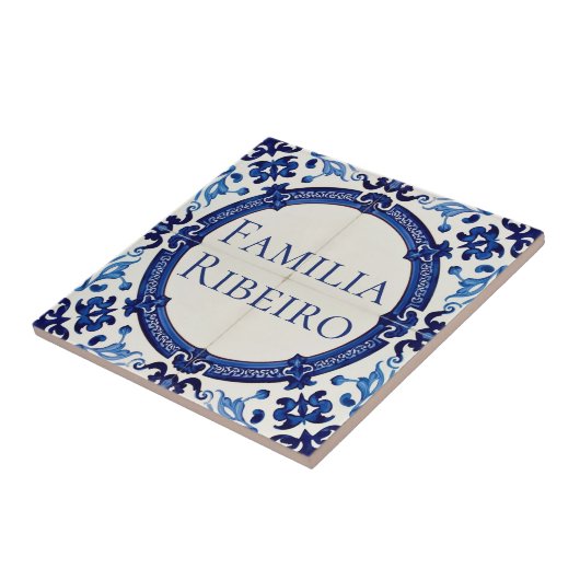 Azulejo Blue Custom House Name Plate Plaque Sign  Tegeltje (Zijkant)